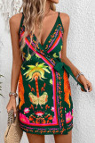Summer Tropical Printed Sleeveless Waist Dress