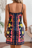 Summer Tropical Printed Sleeveless Waist Dress