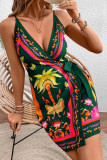 Summer Tropical Printed Sleeveless Waist Dress