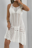 Knitted Sleeveless Hollowed Out Beach Dress