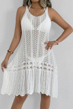 Knitted Sleeveless Hollowed Out Beach Dress