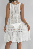 Knitted Sleeveless Hollowed Out Beach Dress