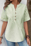 Striped Printed Short Sleeved V-neck Shirt