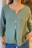 Cotton and Linen V-neck Casual Shirt