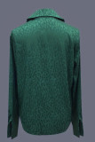 Lapel Long Sleeved Leopard Print Jacquard Shirt