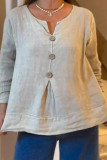 Cotton and Linen V-neck Casual Shirt
