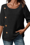Cotton Button Short Sleeved T-shirt