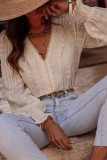 Vintage French V-neck Long Sleeved Shirt