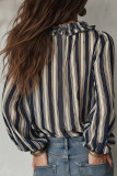 Striped Printed Long Sleeved Loose Shirt