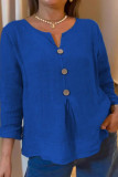 Cotton and Linen V-neck Casual Shirt