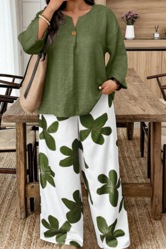 Large Size Loose Fit Shirt and Pants Two-piece Set