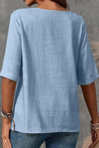 Cotton Button Short Sleeved T-shirt