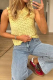 Solid Color V-neck Sleeveless Knitted Vest
