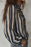Striped Printed Long Sleeved Loose Shirt