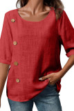 Cotton Button Short Sleeved T-shirt