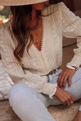 Vintage French V-neck Long Sleeved Shirt