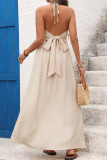 Bow Waist Cinched Backless Sleeveless Dress