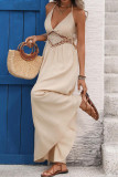 Bow Waist Cinched Backless Sleeveless Dress