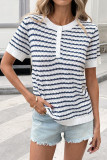 Loose Button Short Sleeved Knitted Sweater