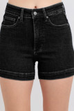 Large Size Elastic High Waisted Denim Shorts