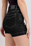 Large Size Elastic High Waisted Denim Shorts