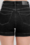 Large Size Elastic High Waisted Denim Shorts
