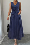 Sleeveless Striped Vest Skirt 2-piece Set