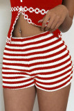 Striped Low Waist High Stretch Shorts
