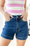 Large Size Elastic High Waisted Denim Shorts