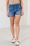 Elastic Waisted Denim Shorts
