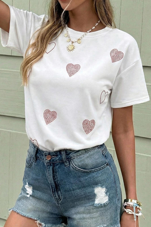 Love Rhinestone Short Sleeved T-shirt