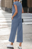 Short Sleeved Shirt Cropped Pants 2-piece Set