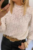 Solid Color Horn Longs Sleeve Lace Shirt