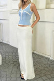 Sleeveless V-neck Knitted Contrast Tank Top