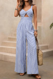 Striped Camisole Hollowed Out Jumpsuit Pants