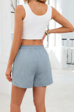 Solid Color Pocket Drawstring Elastic Waist Shorts