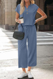 Short Sleeved Shirt Cropped Pants 2-piece Set