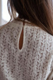 Solid Color Horn Longs Sleeve Lace Shirt