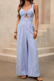 Striped Camisole Hollowed Out Jumpsuit Pants