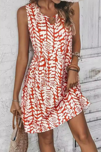 Ethnic Style Printed Sleeveless Dress