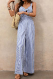 Striped Camisole Hollowed Out Jumpsuit Pants