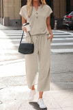 Short Sleeved Shirt Cropped Pants 2-piece Set