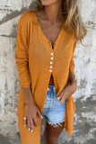 V-neck Solid Color Single Breasted Cardigan