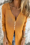 V-neck Solid Color Single Breasted Cardigan