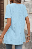 Solid Color Short Sleeved Square Neck T-shirt