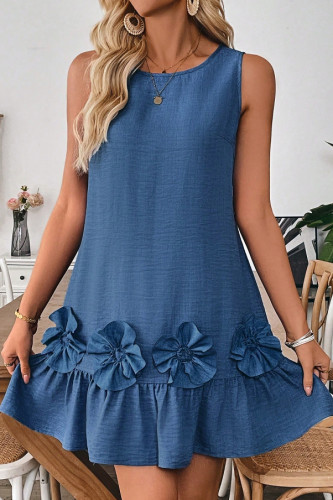 Lotus Leaf Edge Sleeveless Solid Color Dress