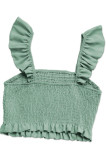 Lotus Leaf Edge Short Sleeved Vest Shorts 2-piece Set