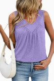 Solid Color Pleated V-neck Sleeveless Vest