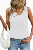 Solid Color Pleated V-neck Sleeveless Vest