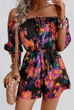 One Shoulder Five Quarter Sleeve Tie Dye Printed Jumpsuit